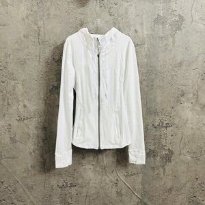 Lululemon Athletica White Hooded Zip-Up Jacket With Drawstring